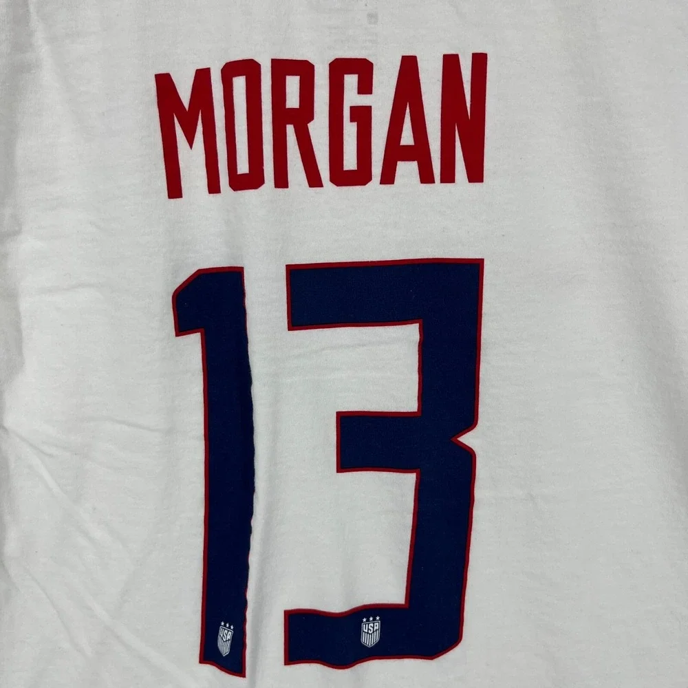 Nike T-Shirt Women's L White‎ US Soccer #13 Alex Morgan USA United States Futbol